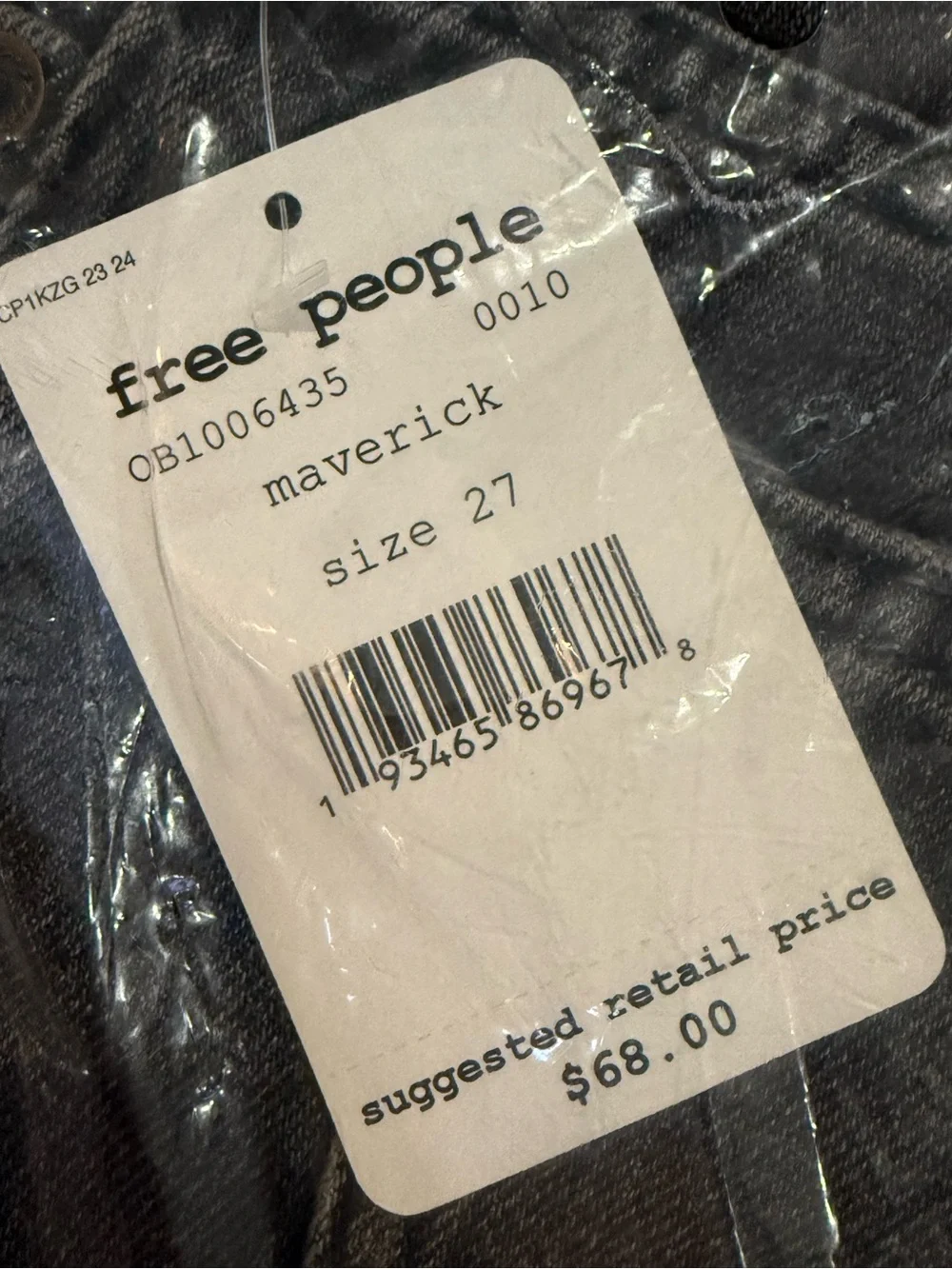 New in poly bag:High-Rise Frayed Hem Denim Mini Skirt in Charcoal size 27